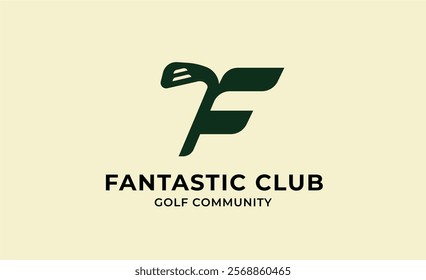 Monogram logo design initial F and Golf. Golf ball, golf stick and sport typography concept. Club and community template design. Club and community template design.