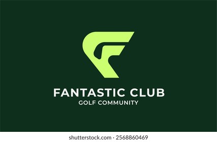 Monogram logo design initial F and Golf. Golf ball, golf stick and sport typography concept. Club and community template design. Club and community template design.