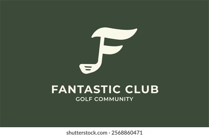 Monogram logo design initial F and Golf. Golf ball, golf stick and sport typography concept. Club and community template design. Club and community template design.