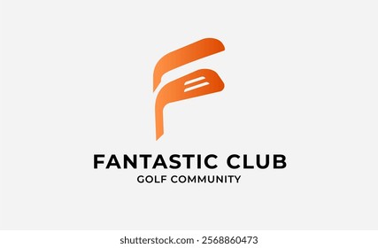 Monogram logo design initial F and Golf. Golf ball, golf stick and sport typography concept. Club and community template design. Club and community template design.