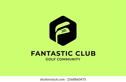 Monogram logo design initial F and Golf. Golf ball, golf stick and sport typography concept. Club and community template design. Club and community template design.