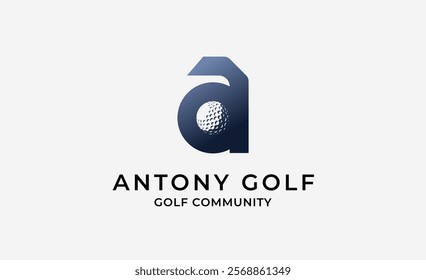 Monogram logo design initial A and Golf. Golf ball, golf stick and sport typography concept. Club and community template design.