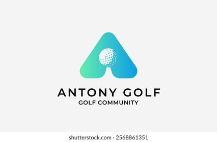 Monogram logo design initial A and Golf. Golf ball, golf stick and sport typography concept. Club and community template design.