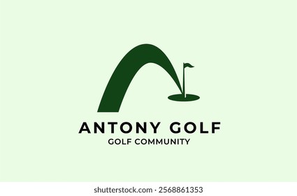 Monogram logo design initial A and Golf. Golf ball, golf stick and sport typography concept. Club and community template design.
