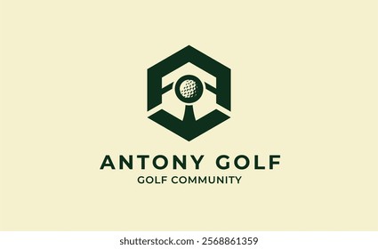 Monogram logo design initial A and Golf. Golf ball, golf stick and sport typography concept. Club and community template design.