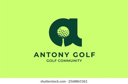 Monogram logo design initial A and Golf. Golf ball, golf stick and sport typography concept. Club and community template design.