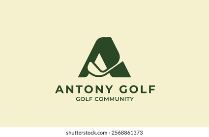 Monogram logo design initial A and Golf. Golf ball, golf stick and sport typography concept. Club and community template design.