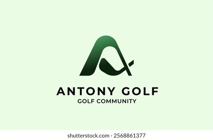 Monogram logo design initial A and Golf. Golf ball, golf stick and sport typography concept. Club and community template design.