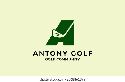 Monogram logo design initial A and Golf. Golf ball, golf stick and sport typography concept. Club and community template design.