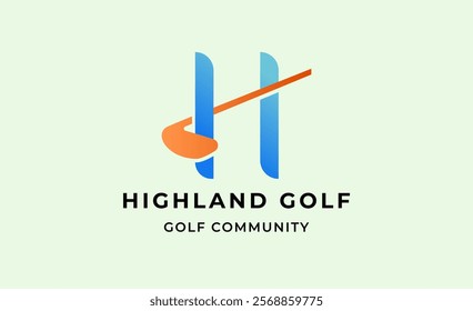 Monogram logo design initial H and Golf. Golf ball, golf stick and sport typography concept. Club and community template design. Club and community template design.