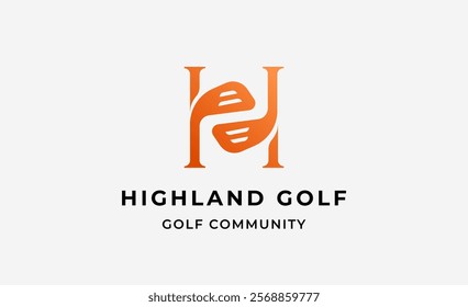 Monogram logo design initial H and Golf. Golf ball, golf stick and sport typography concept. Club and community template design. Club and community template design.