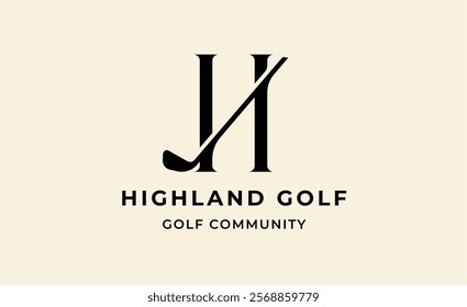 Monogram logo design initial H and Golf. Golf ball, golf stick and sport typography concept. Club and community template design. Club and community template design.