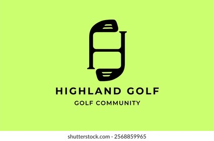 Monogram logo design initial H and Golf. Golf ball, golf stick and sport typography concept. Club and community template design. Club and community template design.