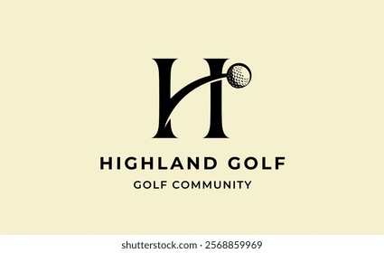 Monogram logo design initial H and Golf. Golf ball, golf stick and sport typography concept. Club and community template design. Club and community template design.