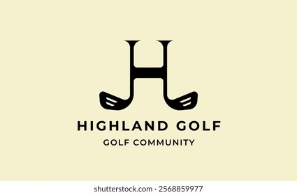 Monogram logo design initial H and Golf. Golf ball, golf stick and sport typography concept. Club and community template design. Club and community template design.