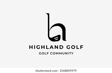 Monogram logo design initial H and Golf. Golf ball, golf stick and sport typography concept. Club and community template design. Club and community template design.