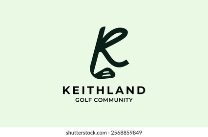 Monogram logo design initial K and Golf. Golf ball, golf stick and sport typography concept. Club and community template design. Club and community template design.