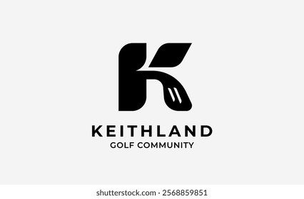 Monogram logo design initial K and Golf. Golf ball, golf stick and sport typography concept. Club and community template design. Club and community template design.