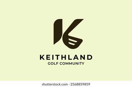 Monogram logo design initial K and Golf. Golf ball, golf stick and sport typography concept. Club and community template design. Club and community template design.