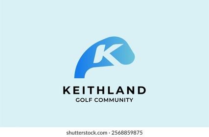 Monogram logo design initial K and Golf. Golf ball, golf stick and sport typography concept. Club and community template design. Club and community template design.