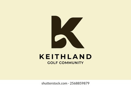 Monogram logo design initial K and Golf. Golf ball, golf stick and sport typography concept. Club and community template design. Club and community template design.