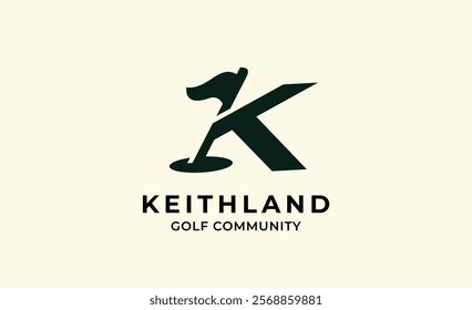 Monogram logo design initial K and Golf. Golf ball, golf stick and sport typography concept. Club and community template design. Club and community template design.