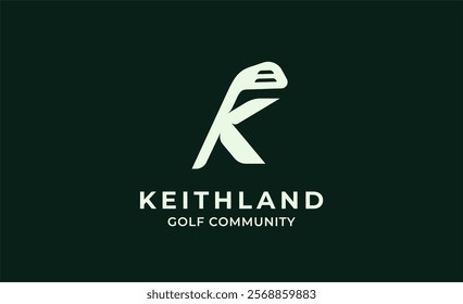 Monogram logo design initial K and Golf. Golf ball, golf stick and sport typography concept. Club and community template design. Club and community template design.