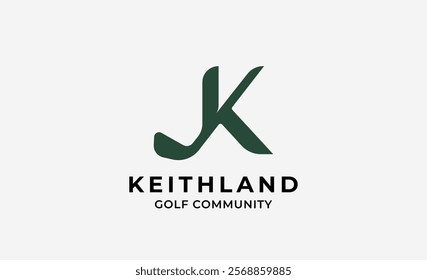 Monogram logo design initial K and Golf. Golf ball, golf stick and sport typography concept. Club and community template design. Club and community template design.