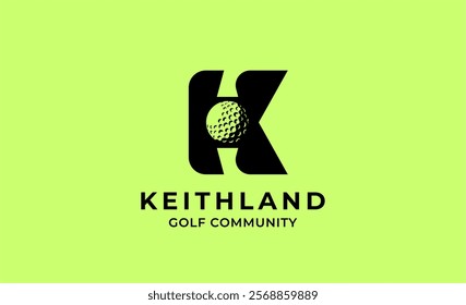 Monogram logo design initial K and Golf. Golf ball, golf stick and sport typography concept. Club and community template design. Club and community template design.