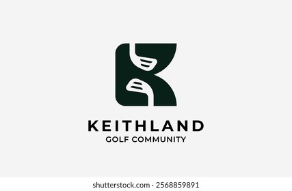 Monogram logo design initial K and Golf. Golf ball, golf stick and sport typography concept. Club and community template design. Club and community template design.