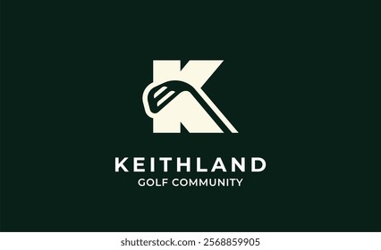 Monogram logo design initial K and Golf. Golf ball, golf stick and sport typography concept. Club and community template design. Club and community template design.