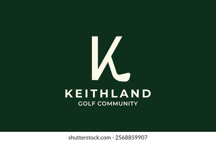 Monogram logo design initial K and Golf. Golf ball, golf stick and sport typography concept. Club and community template design. Club and community template design.