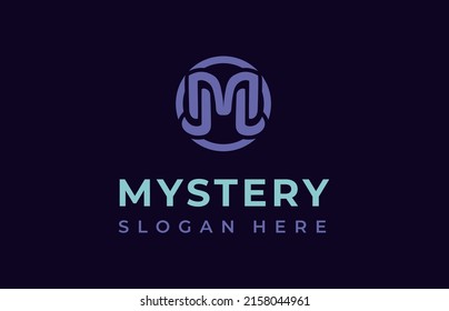 Monogram logo design initial letter M in round. Mystery Logo creative modern concept design premium. Vector illustration