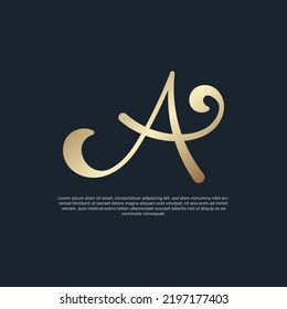 Monogram logo design initial letter a for business with golden gradient color. - Vector.
