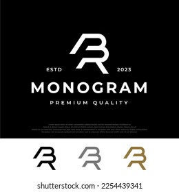 Diseño del logotipo del monograma. Letra inicial Logotipo BR. Firma de negocios, identidad, etiqueta, insignia, Cafe, Hotel. Ilustración del vector