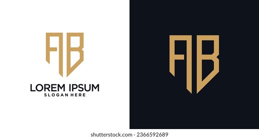 Monogram logo design initial letter a combined with shield element and creative concept