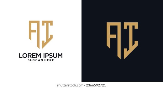 Monogram logo design initial letter a combined with shield element and creative concept
