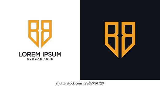 Monogram logo design initial letter b combined with shield element and creative concept