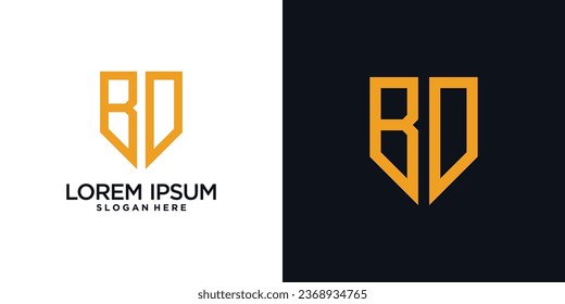 Monogram logo design initial letter b combined with shield element and creative concept