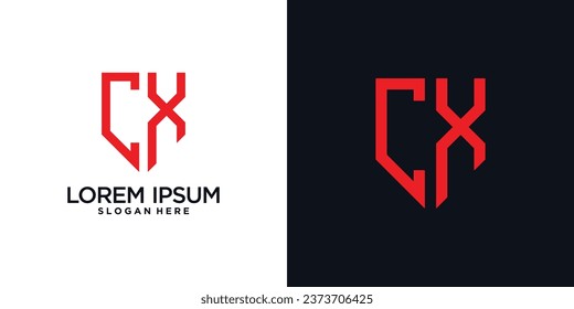 Monogram logo design initial letter c combined with shield element and creative concept