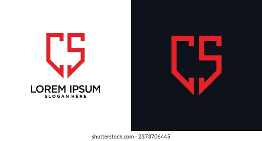 Monogram logo design initial letter c combined with shield element and creative concept