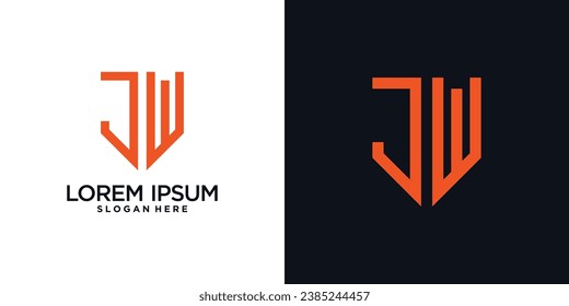 Monogram logo design initial letter j combined with shield element and creative concept