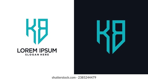 Monogram logo design initial letter k combined with shield element and creative concept