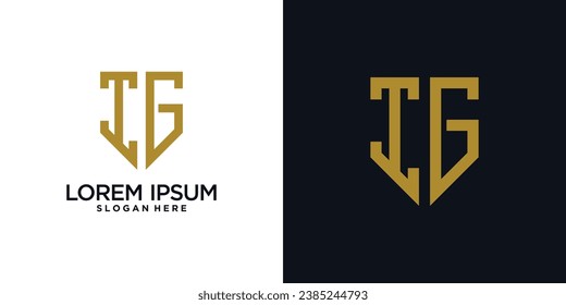 Monogram logo design initial letter i combined with shield element and creative concept