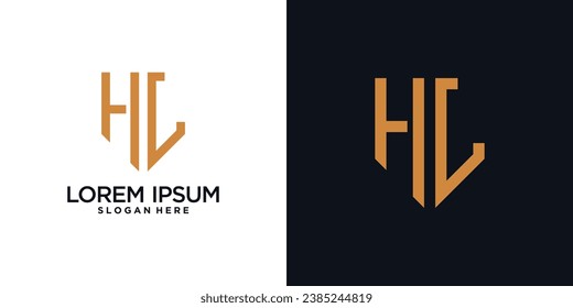 Monogram logo design initial letter h combined with shield element and creative concept