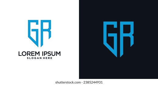 Monogram logo design initial letter g combined with shield element and creative concept