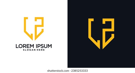 Monogram logo design initial letter l combined with shield element and creative concept