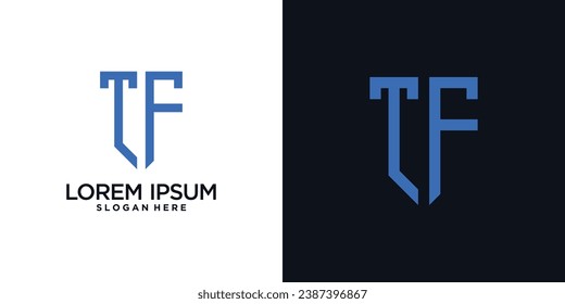 Monogram logo design initial letter t combined with shield element and creative concept