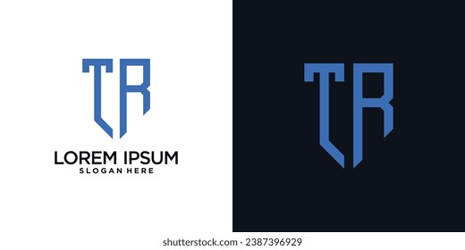 Monogram logo design initial letter t combined with shield element and creative concept