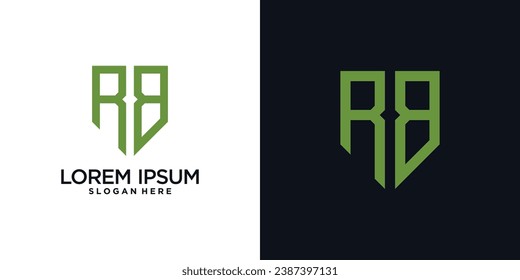 Monogram logo design initial letter r combined with shield element and creative concept